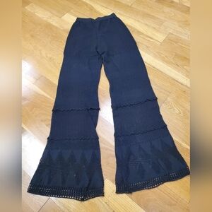 Palazzio Wide Leg Crochet Lace  Pants Black S/M